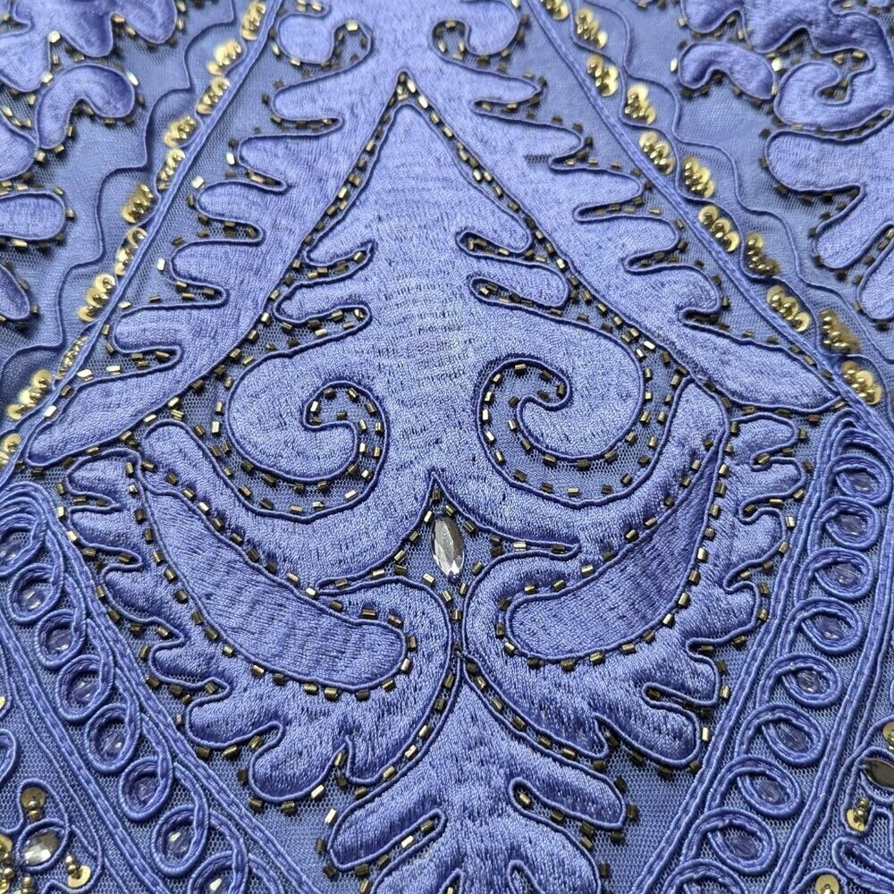 Sue Wong Nocturne Periwinkle Sequins Embellished Ruche Mini Dress Sz 6 - Picture 9 of 13